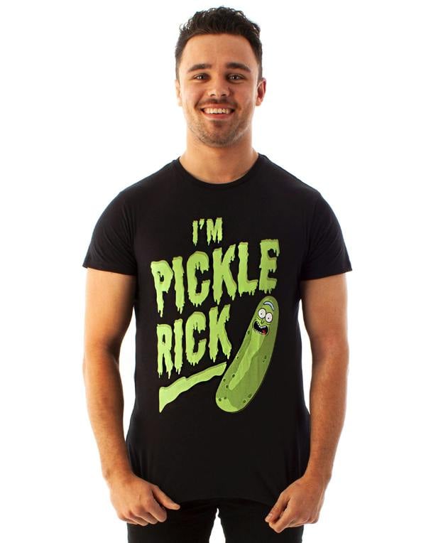 Rick And Morty Mens Black I'M Pickle Rick Slogan Graphic Short Sleeved T-Shirt