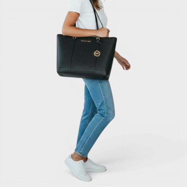 Michael Kors Jet Set Travel Large Saffiano Leather Tote Bag Black