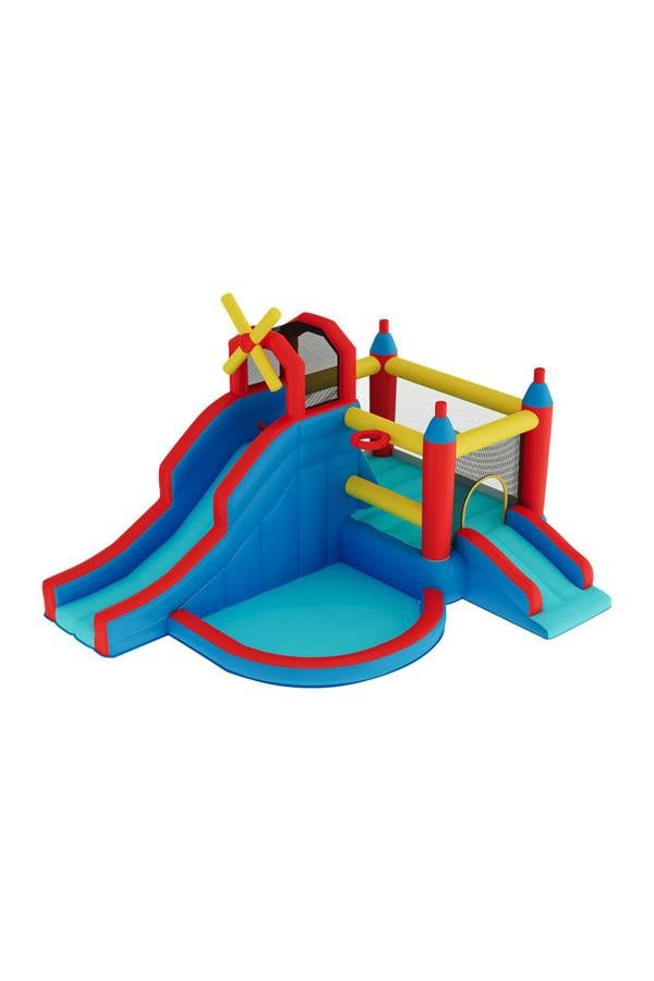 Living and Home Colorful Bouncy Castle with Dual Slides & Windmill Accent
