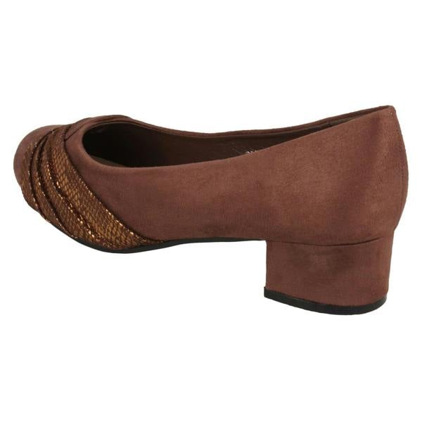 Spot On Ladies Spot On Block Heel Wide Fit Formal Satin Bow Court Shoes  F90153
