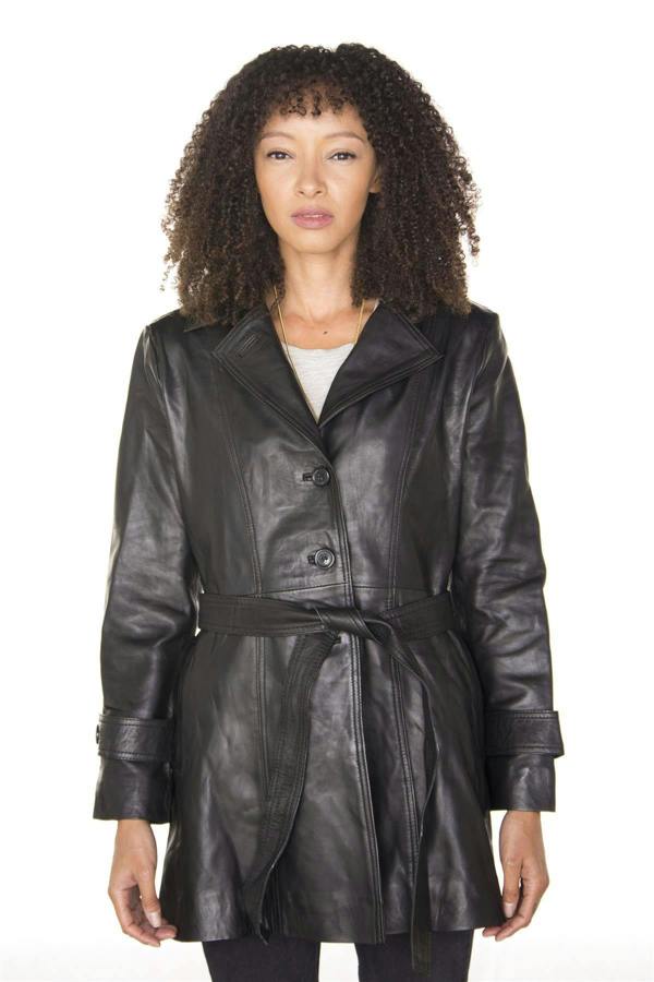 Infinity Leather Womens 3/4 Length Trench Coat-Ranchi