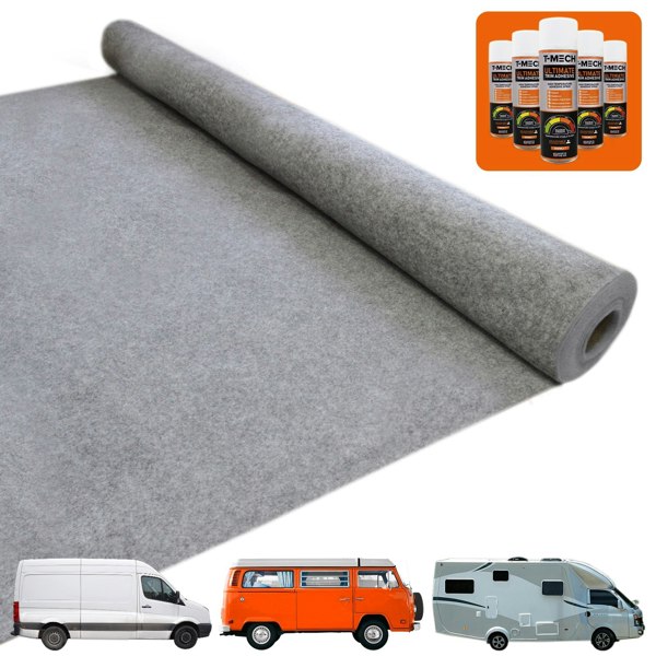 T-mech Van Carpet Lining / Smoke & 5 Adhesive Cans