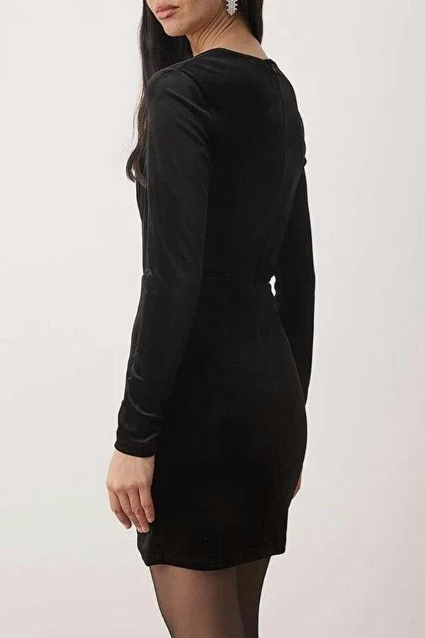 WOVCOR Knit Velvet Mini Evening Dress
