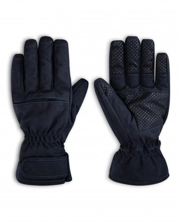 Navy mens hoggs of fife struther waterproof gloves with elasticated cuff