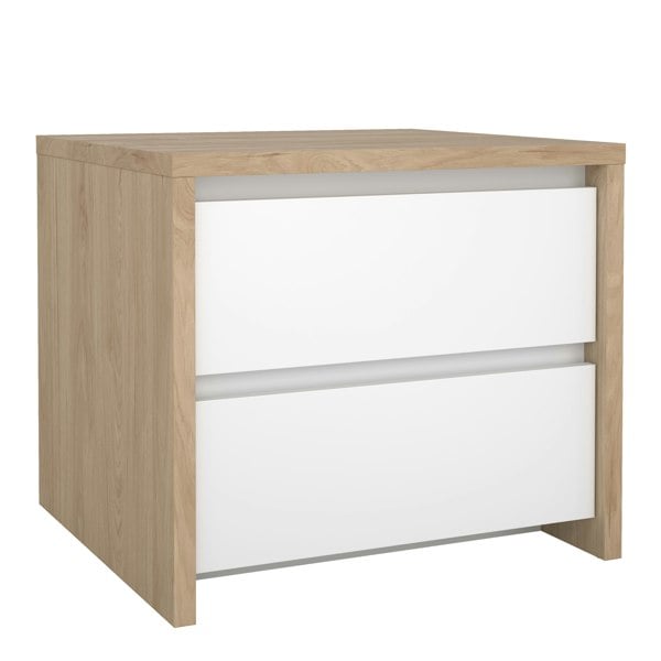 Furniture To Go Next Nightstand 2 Drawers Jackson Hickory White high gloss