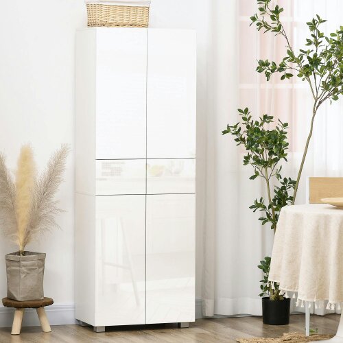 Wyld Haus Luvami High Gloss White 4 Door Kitchen Cupboard With 5 Tier Storage And Push OFauxn Design