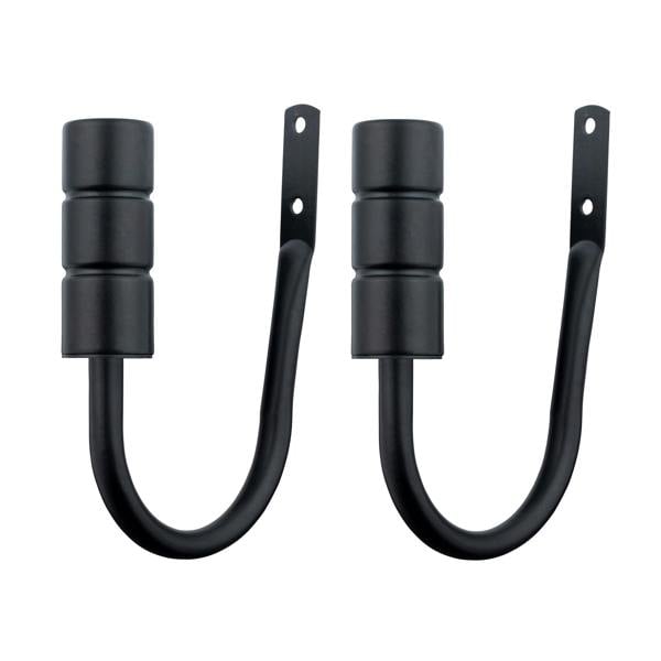 A.Unique Home Pair of Plain Barrel Metal Holdbacks (Pair of Holdbacks) - Matte Black