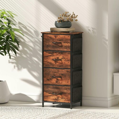 Wyld Haus Balo Fabric And Metal Rustic Brown 4 Drawer Storage Chest