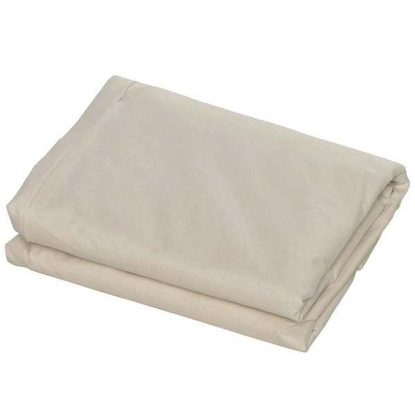 Folded beige outdoor 3-seater sofa cover for storage and transport