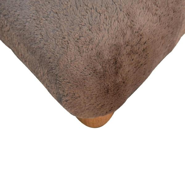 Artisan Furniture Solid Wood Mocha Faux Fur Nordic Footstool