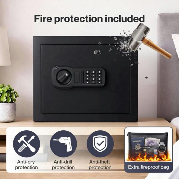 Levede Safe Fireproof Security Box Home Office Cash Lock Deposit Password 31L