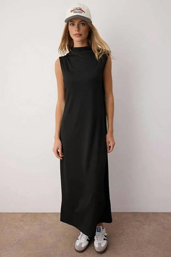 WOVCOR High Neck Sleeveless Knitted Lined Undershirt Dress