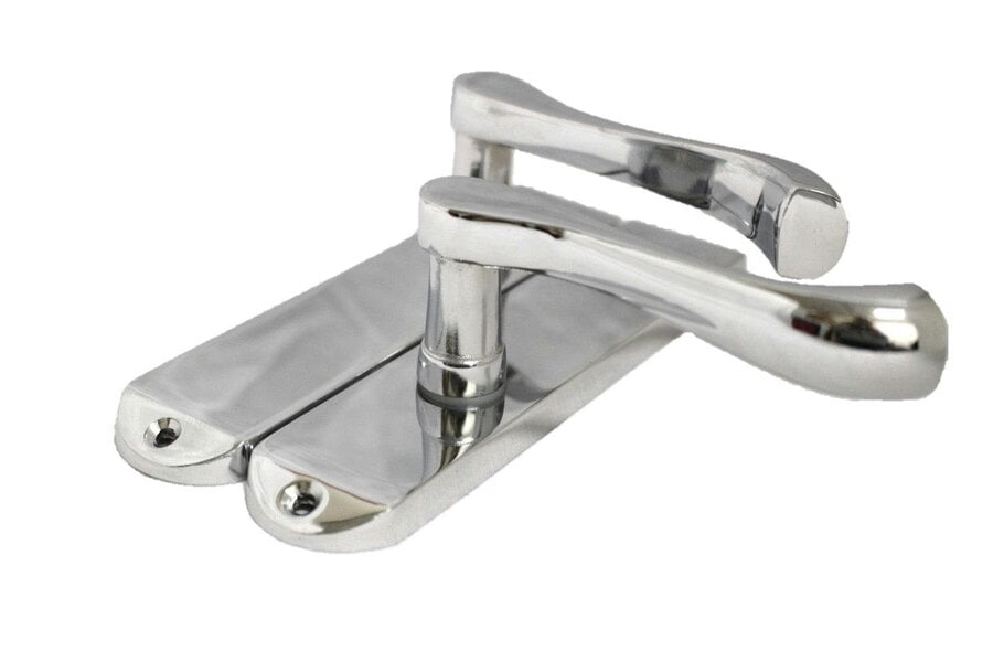 EDH Door Hardware Door Handles Cadenza Chrome Scroll on Backplate, Latch, Lock & Bathroom Sets