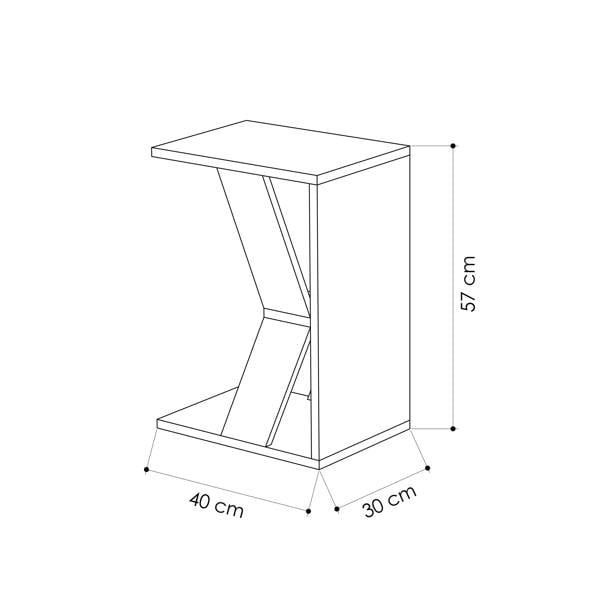 Decortie Naze Modern C-Shaped Side Table Multipurpose Sofa Table Height 57cm