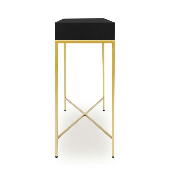 Wyld Haus Palermo Black and Gold One Drawer Console Table with Drawer