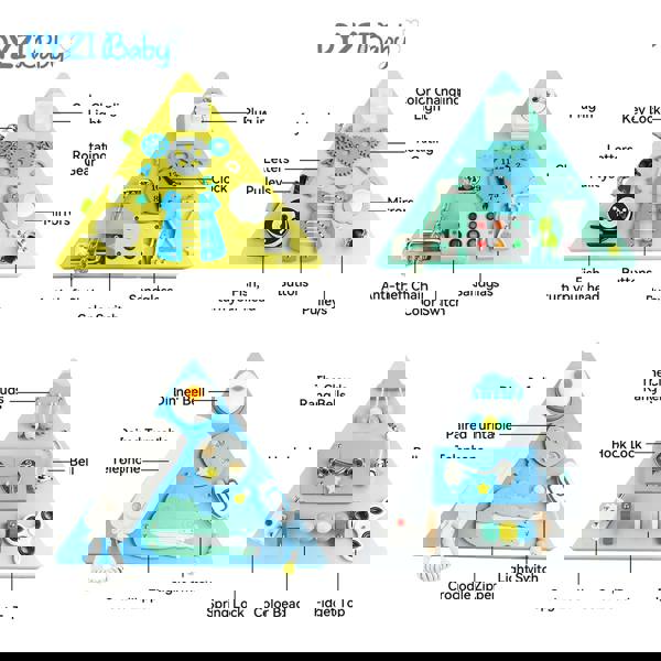DYZI ACTIVITY BOARD BUSY CUBE FOR TODDLERS MONTESSORI TOYS FOR TODDLERS PYRAMID SHAPE CUBE EDUCATIONAL TOY WOODEN SORTER TOY LATCHES TOY LEARNING BASIC LIFE SKILLS