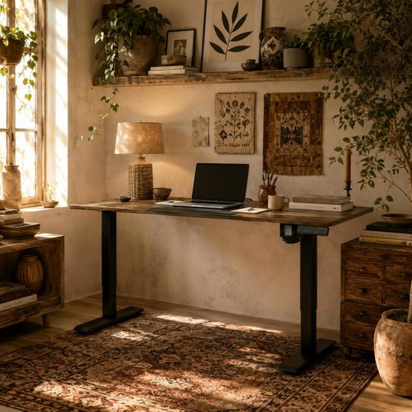 Wyld Haus Moratti 140cm Metal Black Adjustable Electric Standing Desk With LED Display