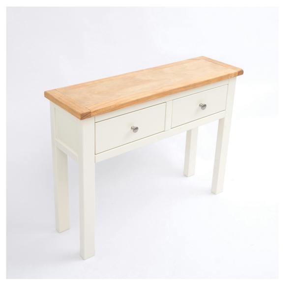 Cabinet Bits Maggiori Off White 2 Drawer Console Table Satin Chrome Knob