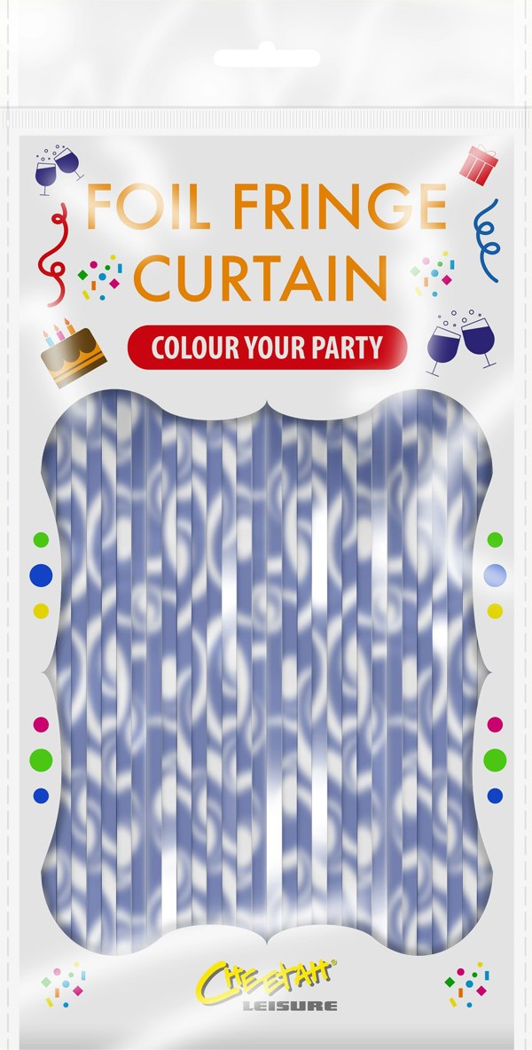 Cheetah Christmas Reindeer Tinsel Curtain 2.5Mx1M Blue