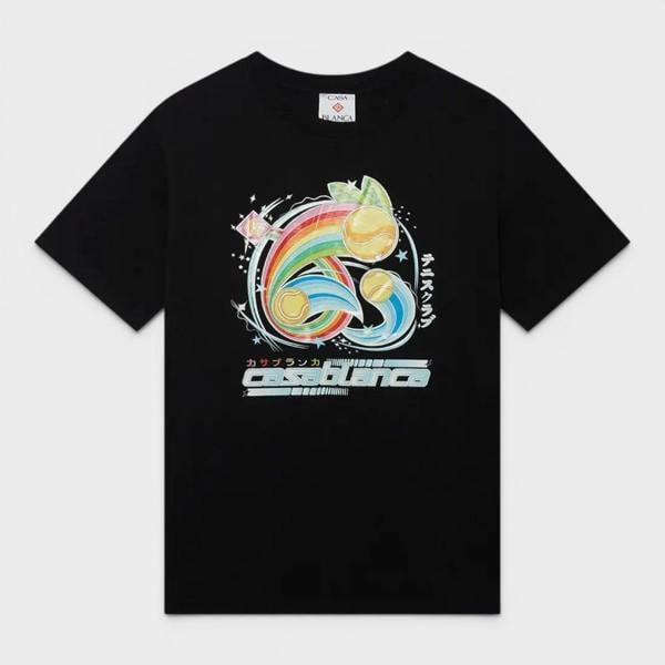 Casablanca Manga Tennis Ball Printed T-Shirt Black