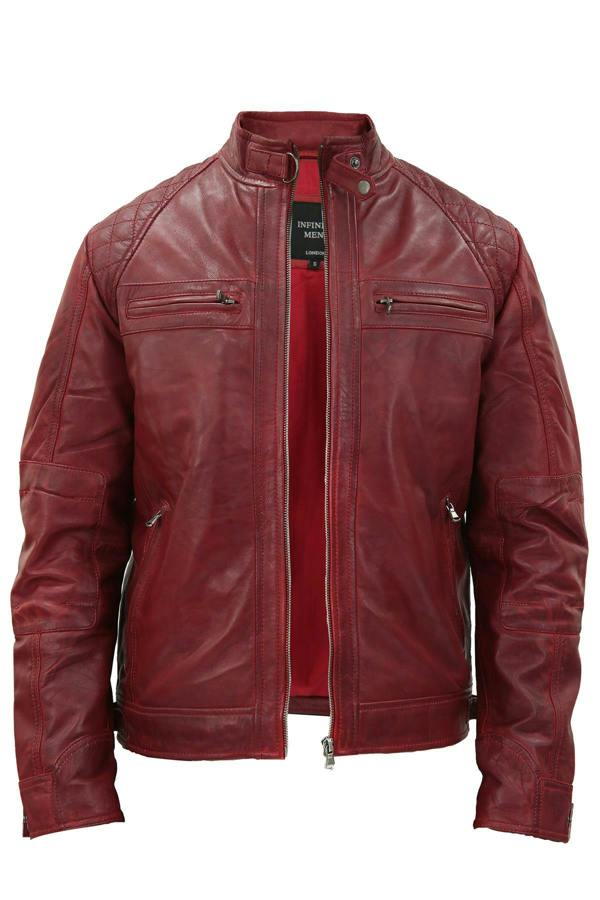 Infinity Leather Men's Vintage Leather Quilted Biker Jacket-Monaco
