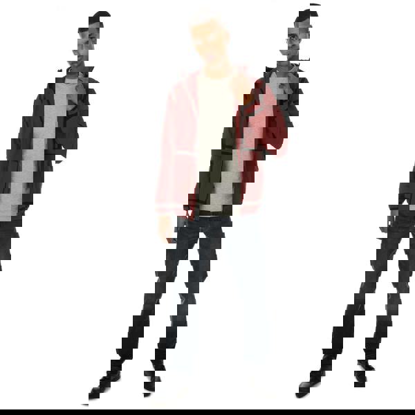 Lacoste Mens Lettering Light Hooded Jacket - Wine - 