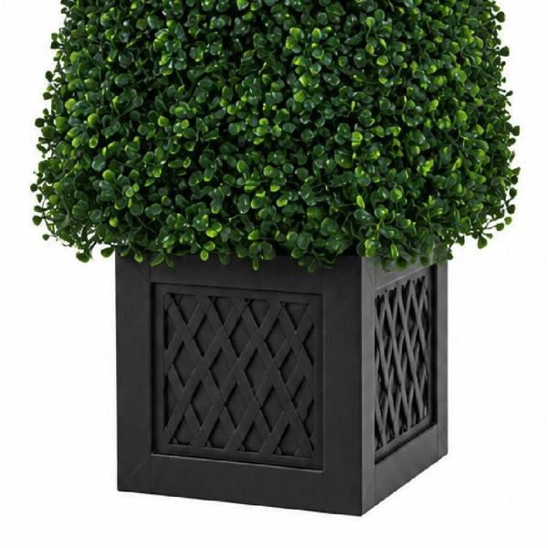 True Products 120cm Artificial Boxwood Obelisk Topiary Tree with Pot - UV Resistant