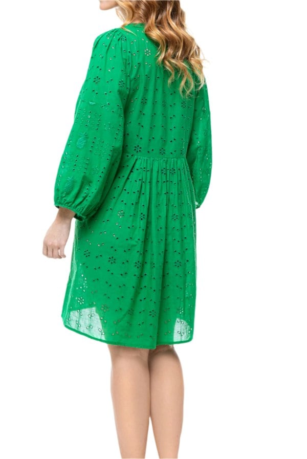 Elle Jane Embroidery Anglaise Beach Dress in Green