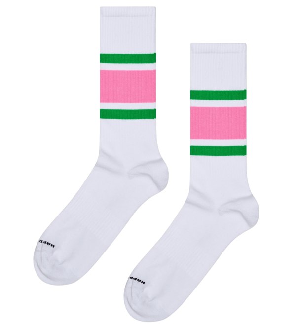Happy SocksSocks SingleSimple Stripe Sneaker Sock, WhiteBoxers - and - Briefs.net