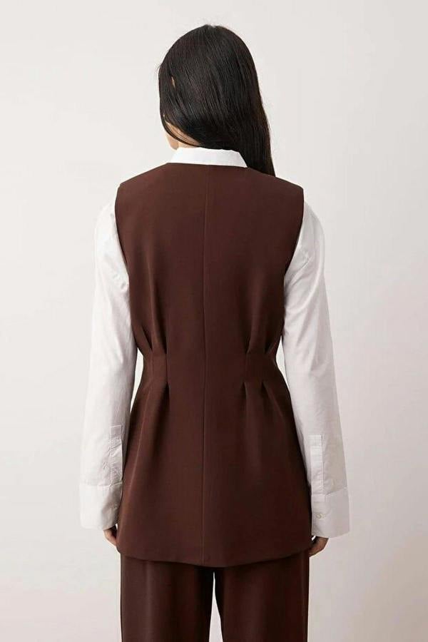 WOVCOR Woven Vest with Peplum and Snaps Detail