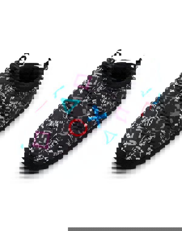 PlayStation Boys Black Controller Symbols Slip On Loafer Slippers