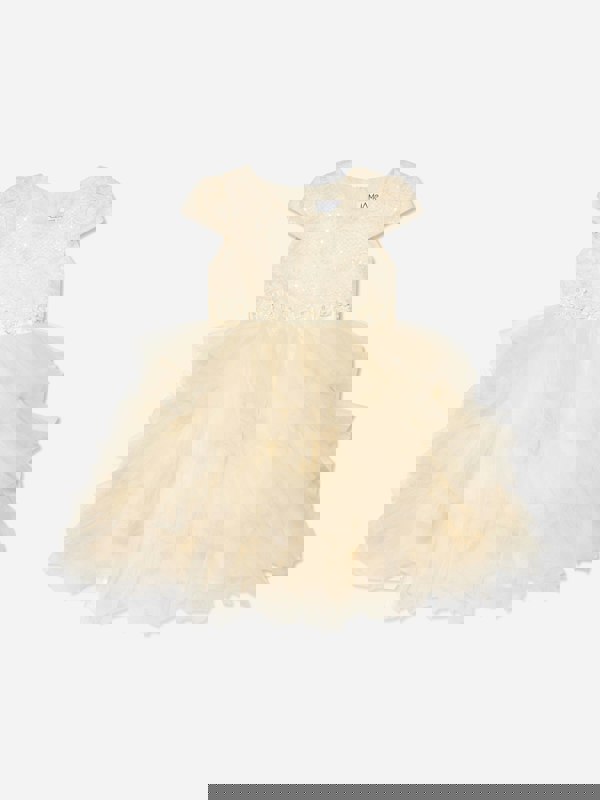 iAMe Girls Tulle Tiered Dress in Cream