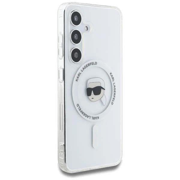 Karl Lagerfeld Button Karl Head Printed Logo Case with MagSafe for Samsung Galaxy S25 6.2" Clear - KLHMS25SHLSKIH