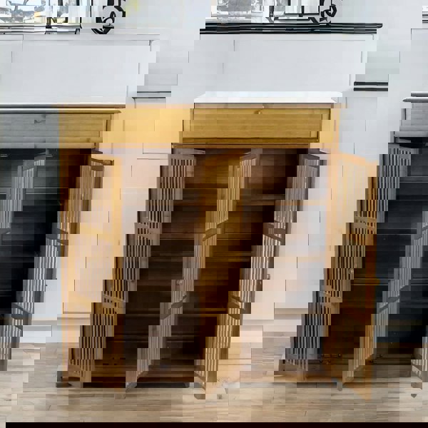 Rafaelo Mobilia Large 4 Tier Wooden Shoe Storage Cabinet Organiser Brown