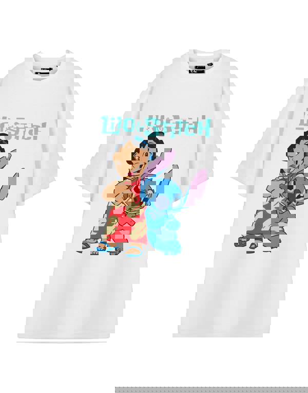 Disney Womens White Lilo & Stitch Adults Short Sleeved T-Shirt