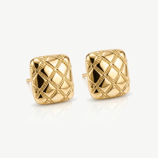 Textured Statement Stud Earrings in 18k Gold