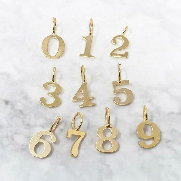 Harfi 18ct Gold Plated Number Pendant Charm Necklace