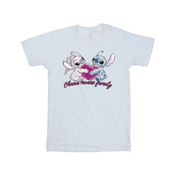 Disney Girls Lilo And Stitch Ohana Heart With Angel Cotton T-Shirt - White