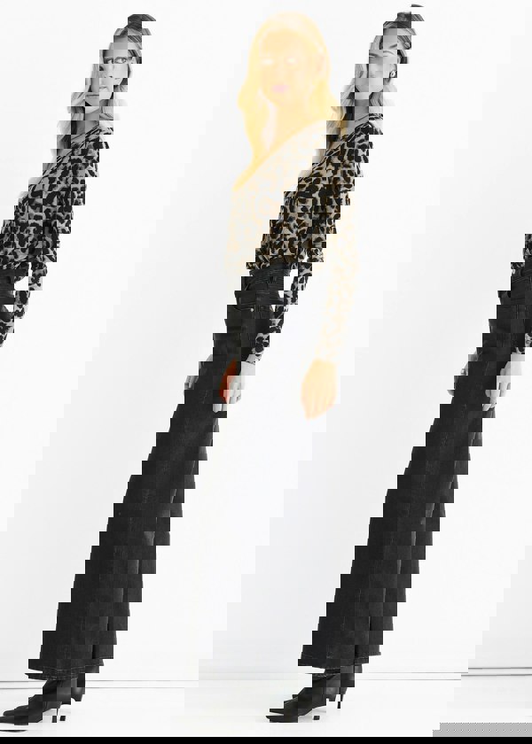 Gini London Grey Animal Wrap Jersey Bodysuit