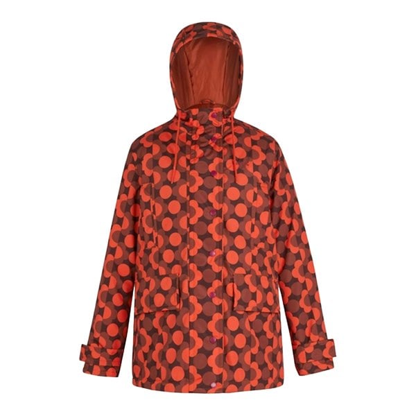 Regatta Womens Orla Kiely Floral Mid Length Waterproof Jacket - Red/Burnt Henna