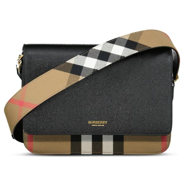 Burberry 'Mackford' Leather Check Crossbody Bag Black - chancefashionco