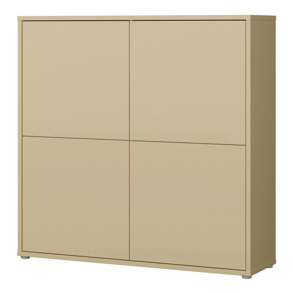 Furniture To Go Alice Springs 4 Door Large Storage Cabinet with Push-to-Open Doors in Butter Yellow