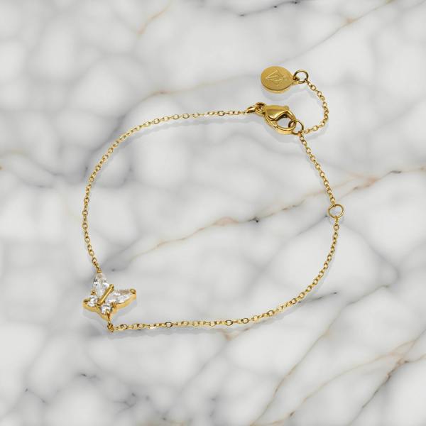 Say It With CZ Butterfly Bracelet - Gold