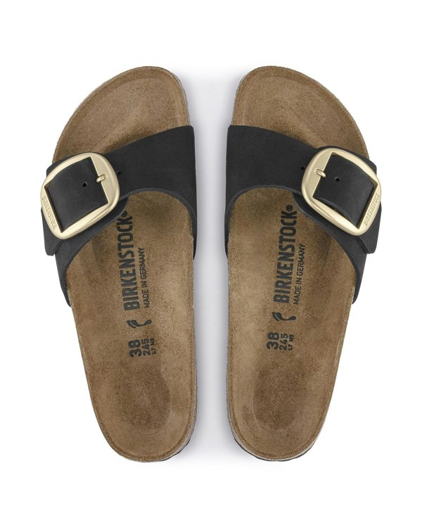 Birkenstock Madrid Big Buckle Womens Nubuck Leather Sandals - Black