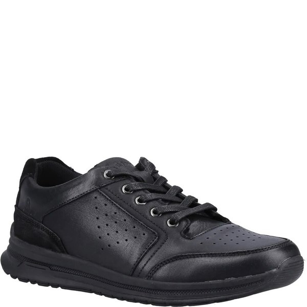 Hush Puppies Mens Joseph Leather Trainers - Light Black