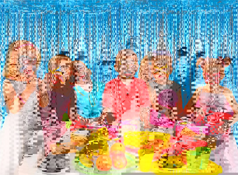 Cheetah Shimmer Tinsel Curtain, 3M x 1M Blue