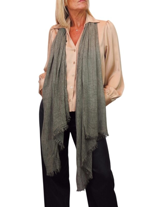 Paulo Due Lightweight Two Tone Crinkle Shawl Scarf - Green