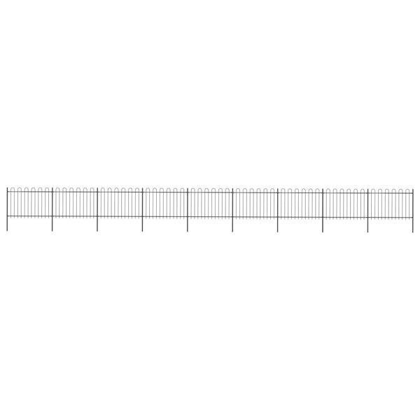 Berkfield Garden Fence with Hoop Top Steel 15.3x1.2 m Black