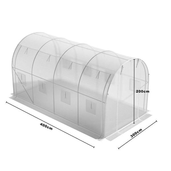 Living and Home Outdoor White Walk-in Tunnel Greenhouse with Steel Frame