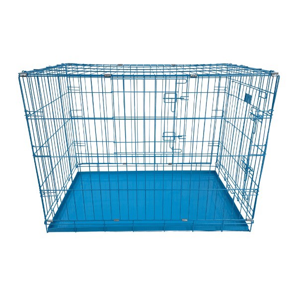 HugglePets Blue Dog Cage with Metal Tray